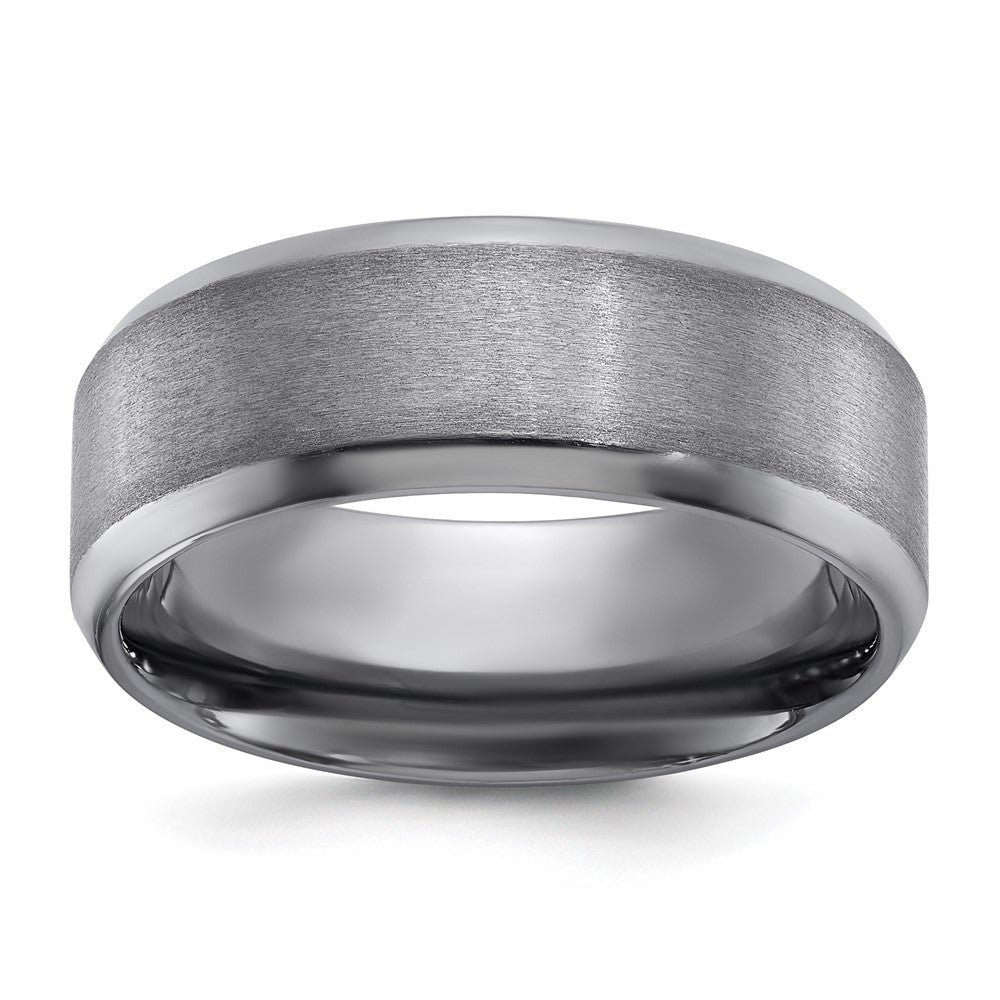 Chisel Tantalum Brushed and Polished 8mm Beveled Edge Band Size - 10