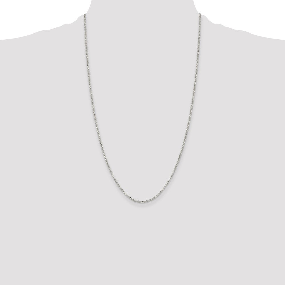 Sterling Silver 2.2mm Diamond-cut Cable Chain 26 Inches