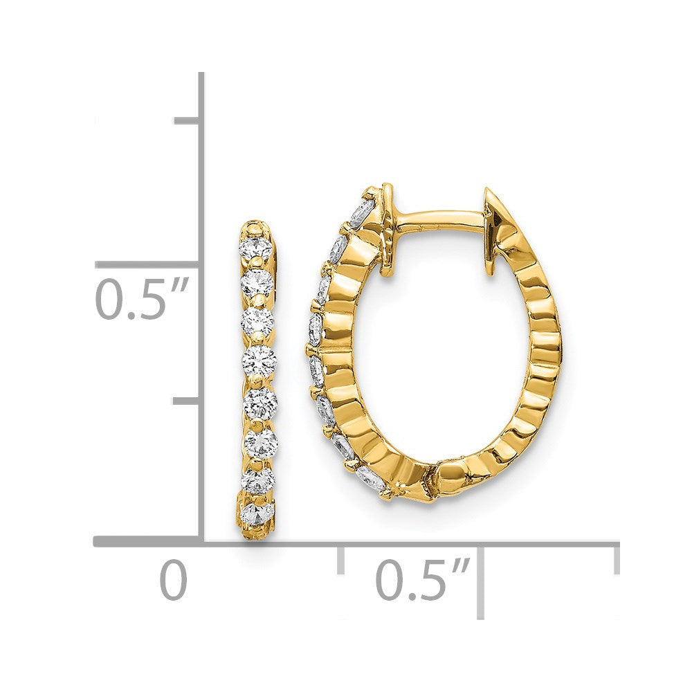14K Gold AA Diamond Hinged Hoop Earrings