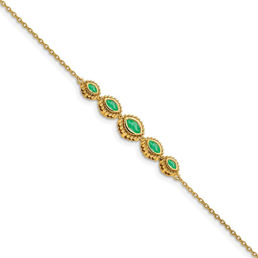 14k Marquise Emerald Bracelet 7 inches