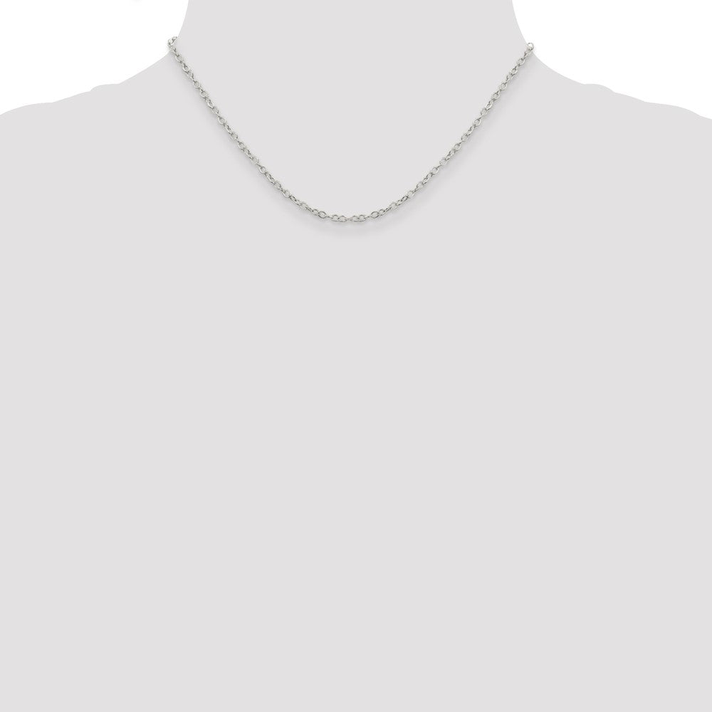 Sterling Silver 2.5mm Flat Open Oval Cable Chain 16 Inches