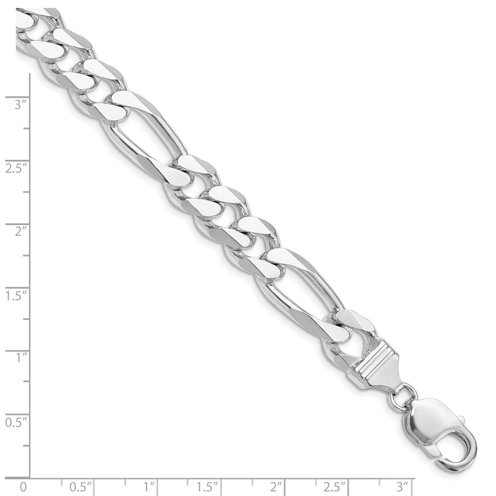 Sterling Silver Rhodium-plated 10.75mm Figaro Chain 8 inches