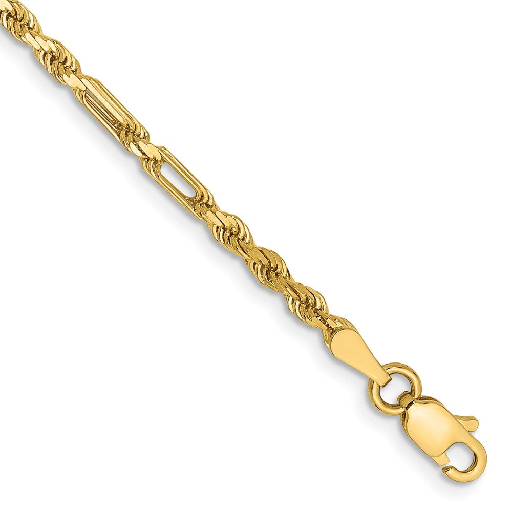 14K 8 inch 2.5mm Diamond-cut Milano Rope with Lobster Clasp Chain 8 inches