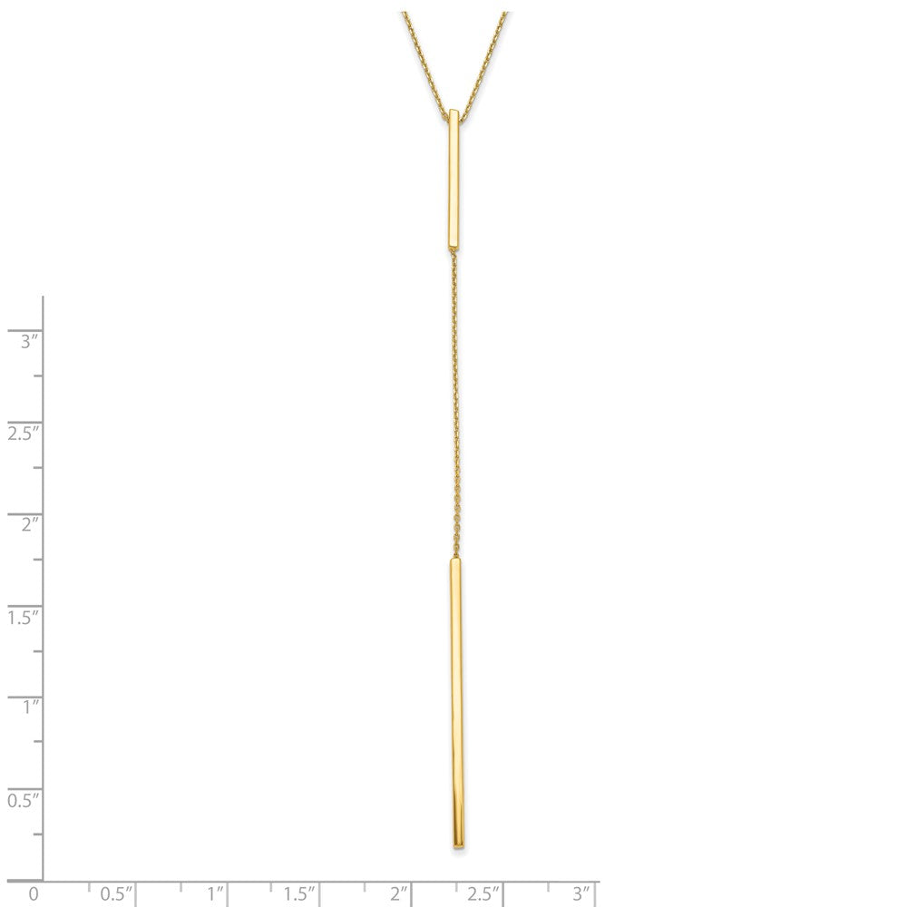 14K Polished Y-drop Bar w/ 1in ext. Necklace