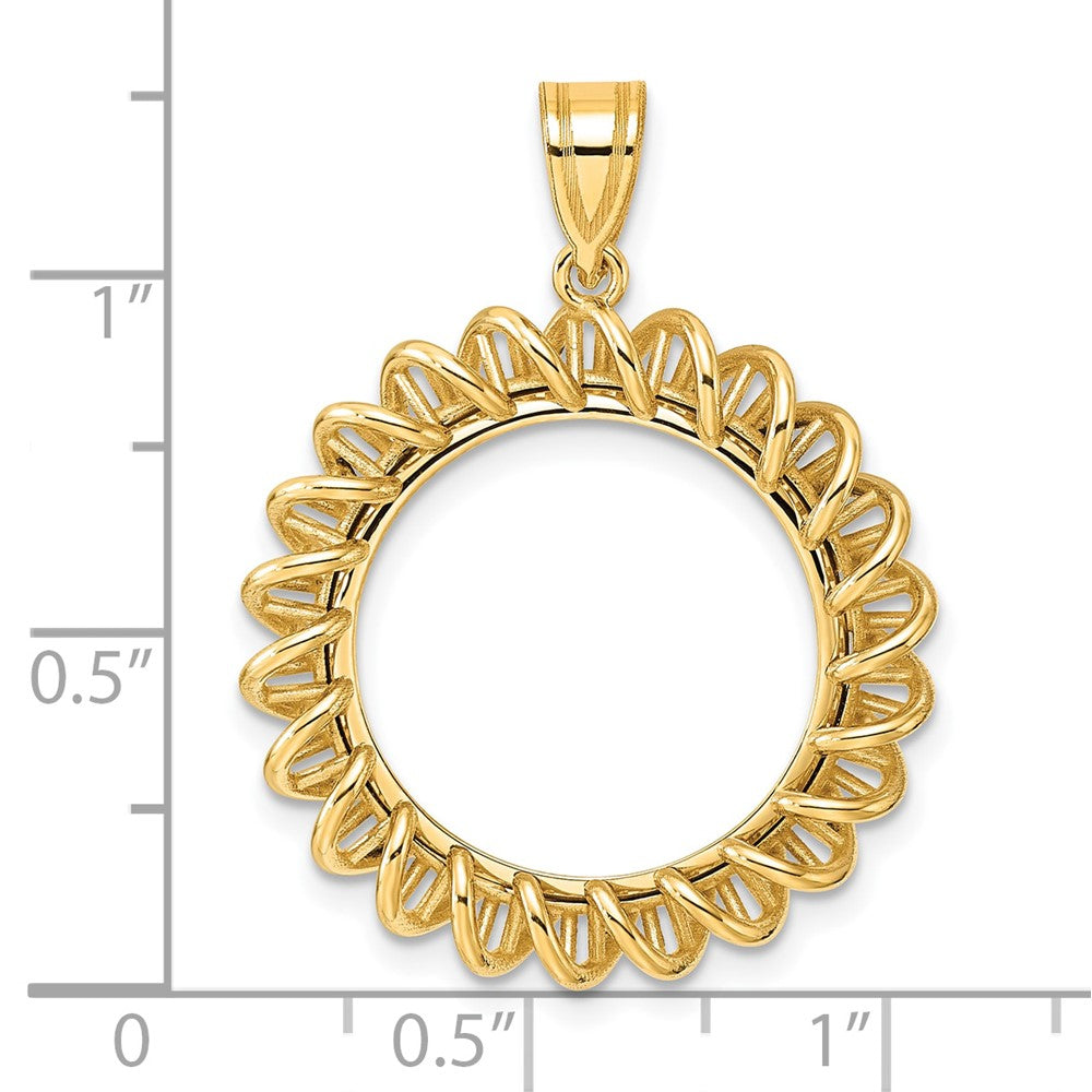 14k Polished Tight Singapore with 18.0mm Prong Coin Bezel Pendant