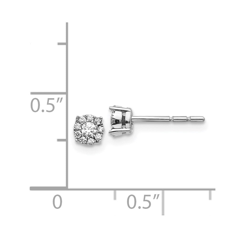 14k White Gold Diamond Cluster Post Earrings