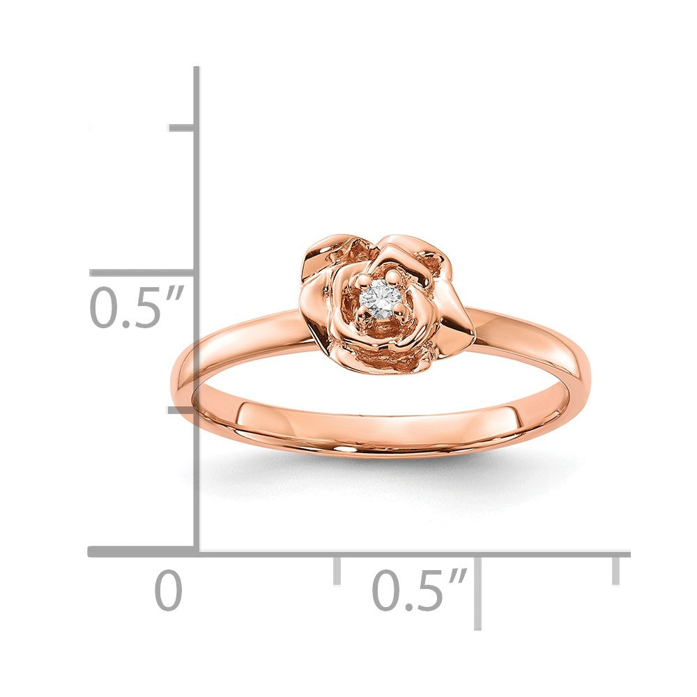 10k Rose Gold Polished Diamond Rose Ring