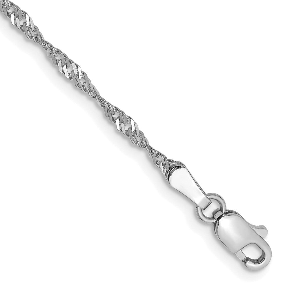 14K White Gold 7 inch 1.7mm Singapore with Lobster Clasp Chain 7 inches