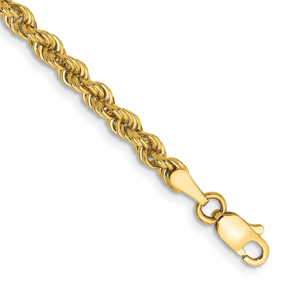 14K 7 inch 3mm Regular Rope with Lobster Clasp Chain 7 inches