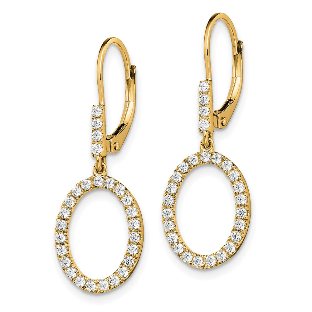 14k 1/2 carat Lab Grown Diamond VS/SI+ G+ Complete Dangle Oval Leverback Earrings