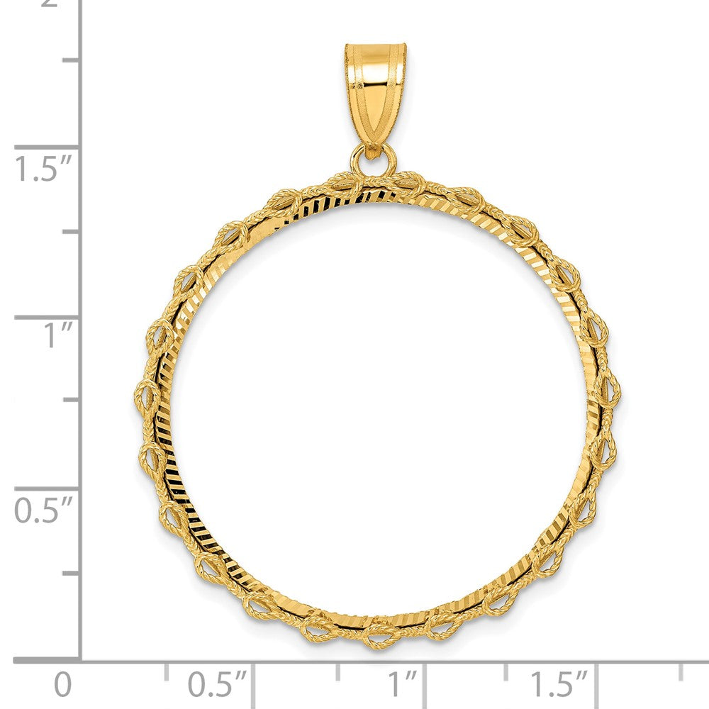 14k Diamond Cut Rope with 32.7mm Prong Coin Bezel Pendant
