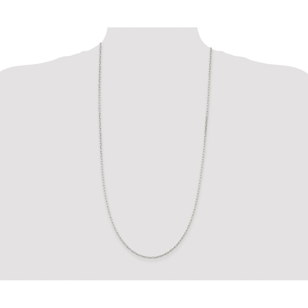 Sterling Silver Rhodium-plated 2mm Elongated Open Link Chain