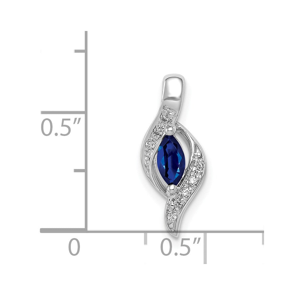 14k White Gold Diamond and Marquise .29 Sapphire Pendant
