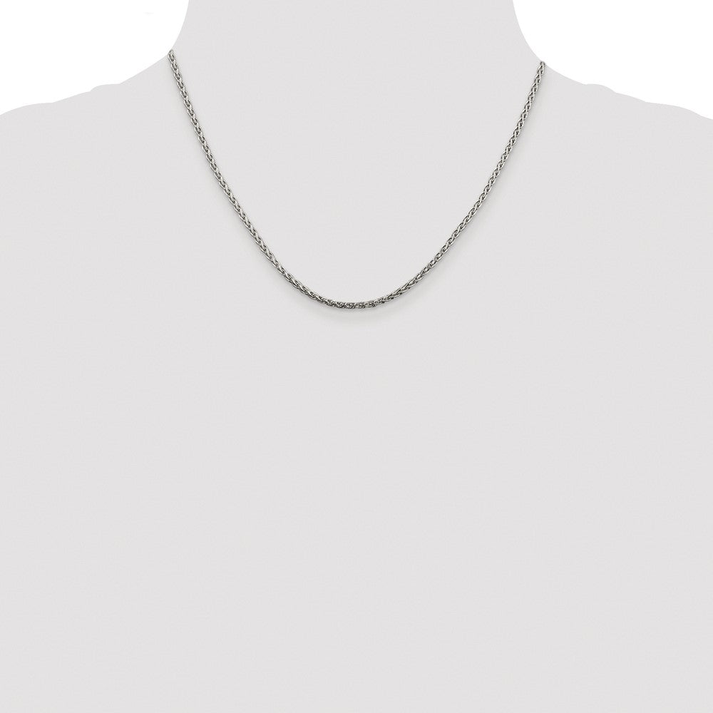 Sterling Silver Rhodium-plated 2mm Diamond-cut Spiga Chain