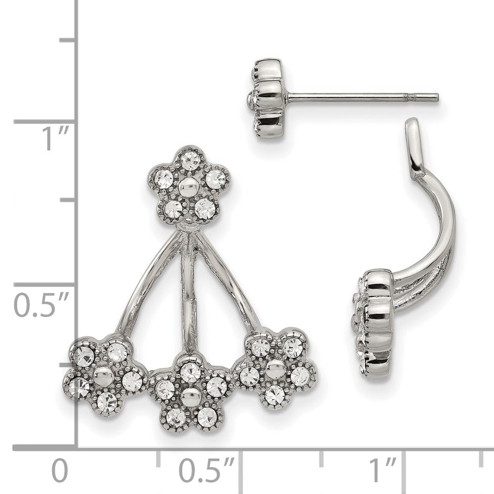 Stainless Steel Polished w/Preciosa Crystal Post w/Jacket Earrings