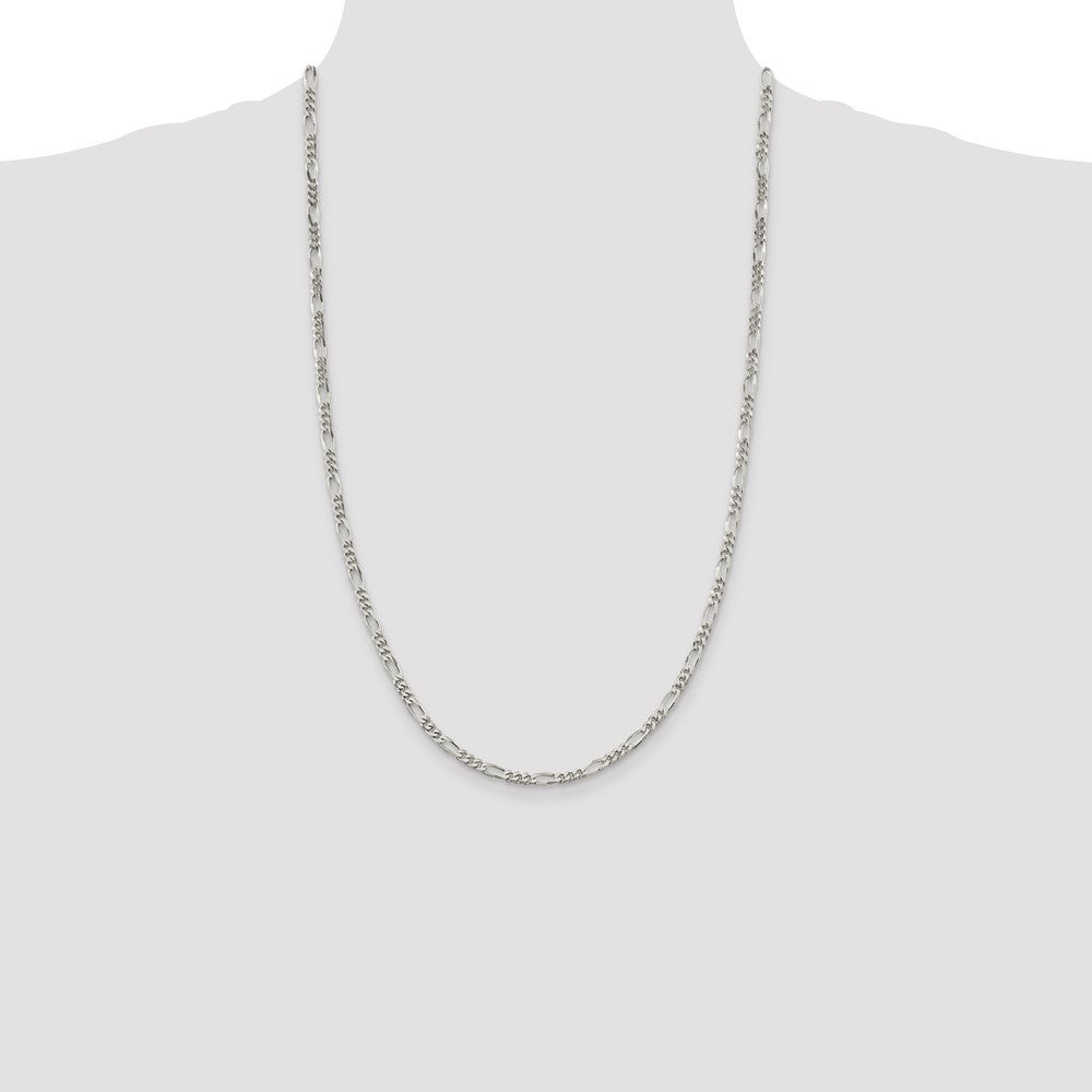 Sterling Silver 3.5mm Figaro Chain 26 Inches