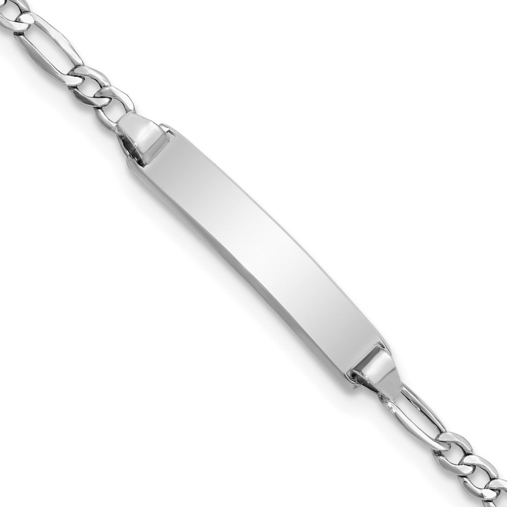 14k WG Semi-Solid Polished Figaro ID Bracelet 5.5 inches