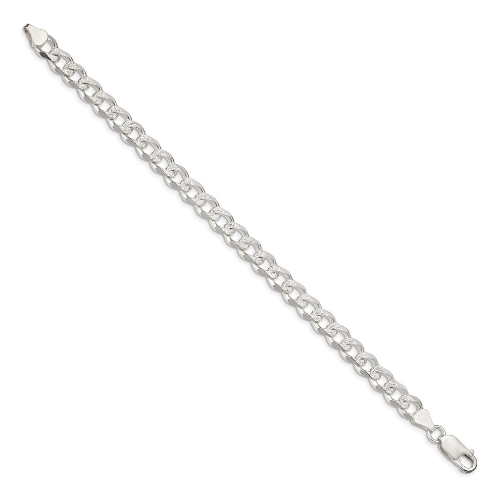 Sterling Silver 7.5mm Pav‚ Curb Chain 7 inches
