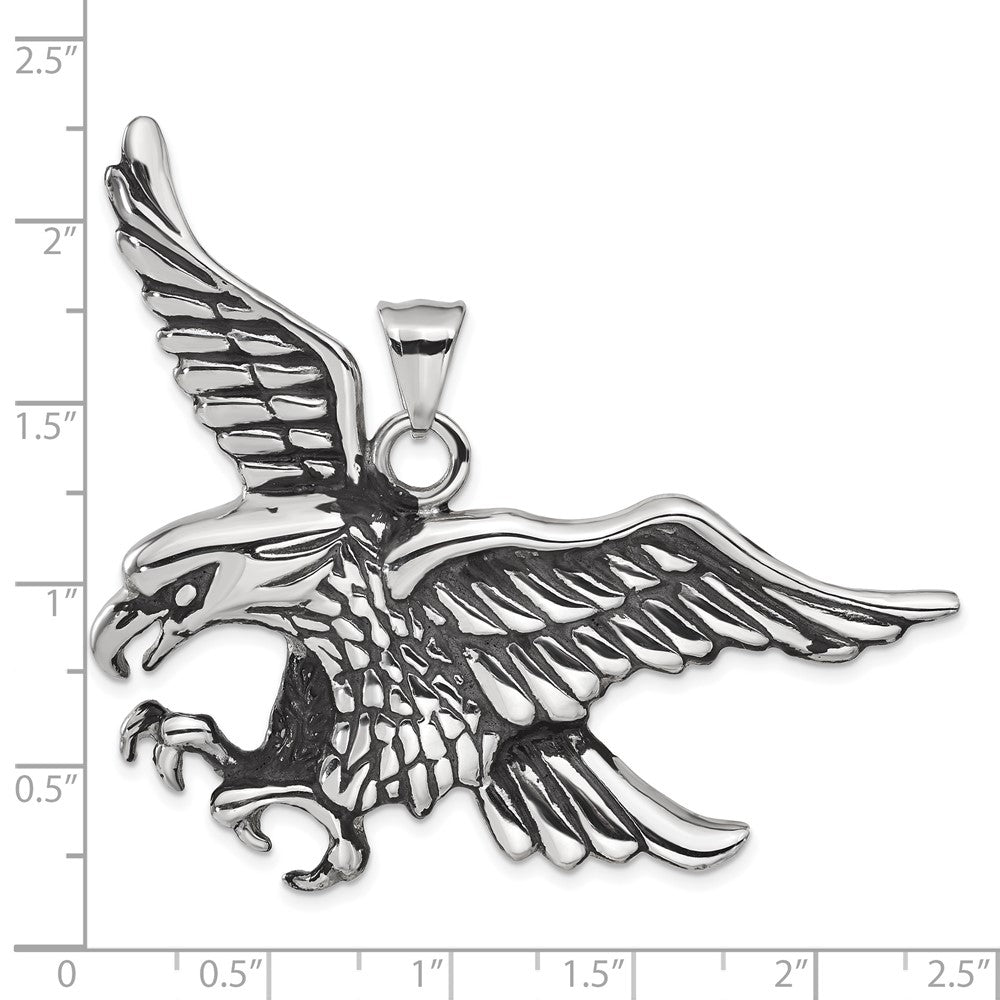 Stainless Steel Polished and Antiqued Eagle Pendant