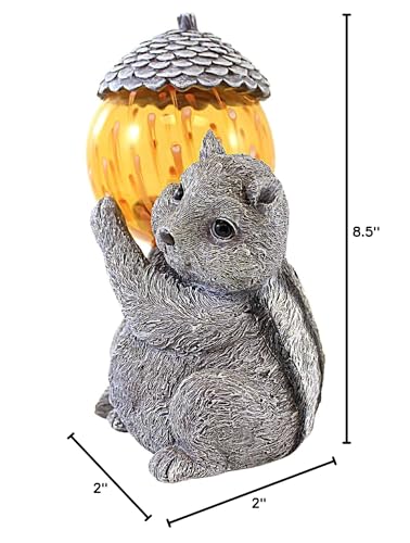 Roman Chipmunk Solar Pudgy Pal - One Garden Statue 8.5 Inch, Polyresin - Acorn Led 14255