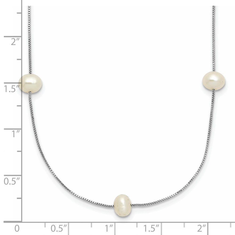 10K White Gold 5-6mm White Round Freshwater Cultured Pearl 9-station 18 inch Necklace