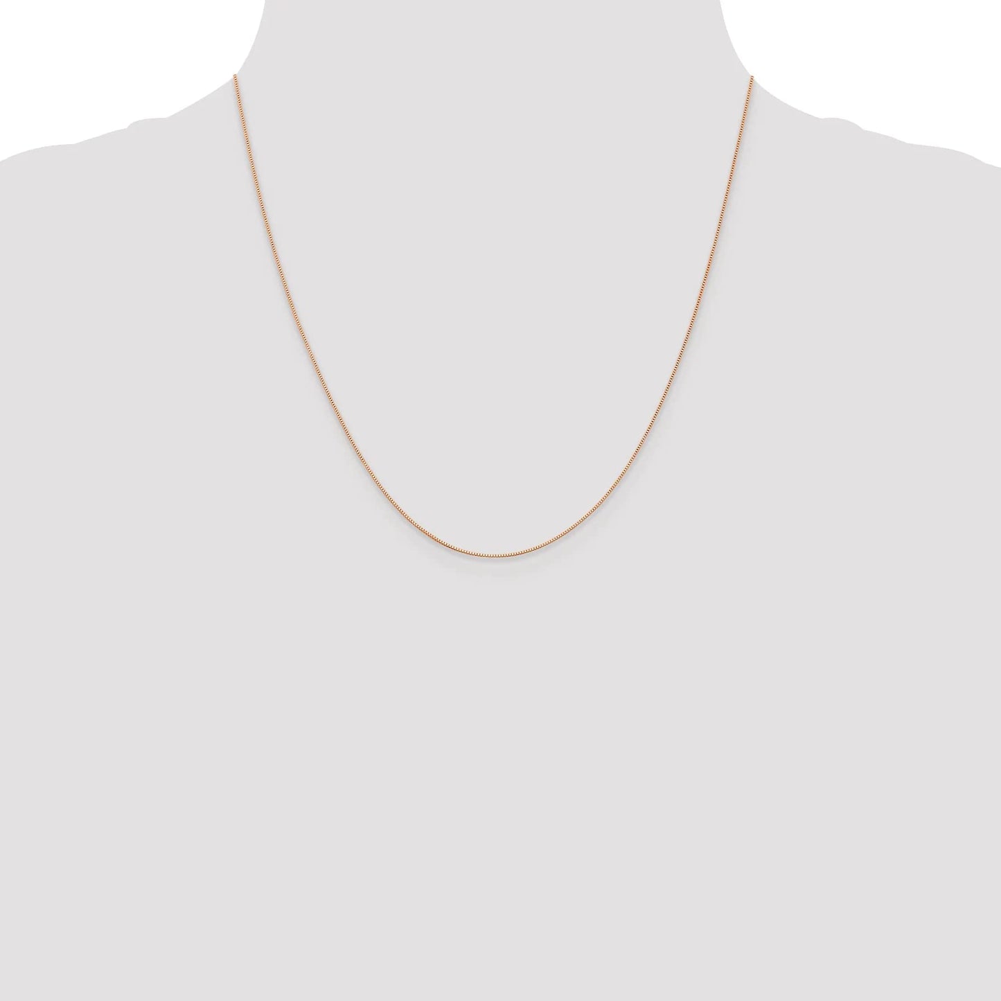14K Rose Gold .5mm Baby Box with Lobster Clasp Chain