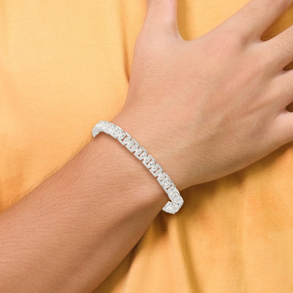 Sterling Silver Polished D/C Beaded Fancy Bracelet