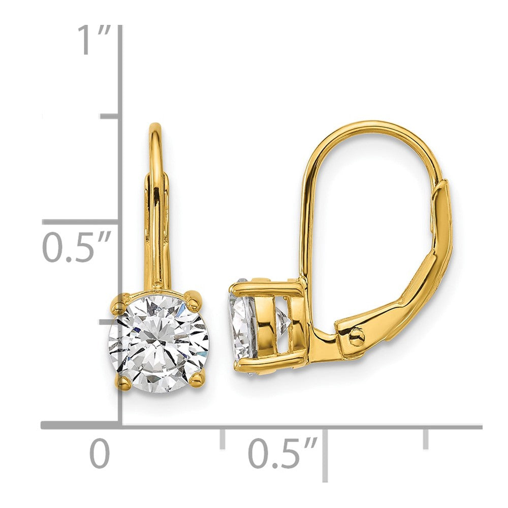 Sterling Shimmer Sterling Silver Gold-tone Flash-gold Plated 6mm CZ 2 Stone Leverback Earrings