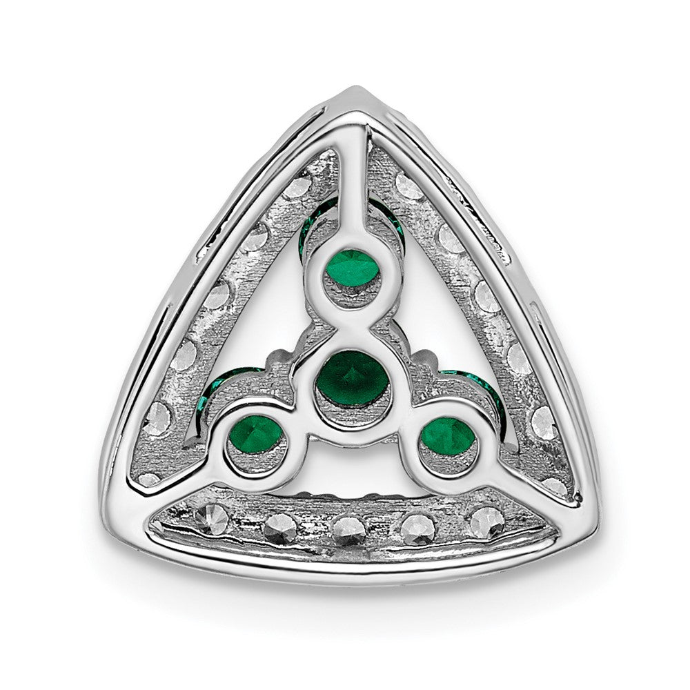 14k White Gold 1/2 carat Lab Grown Diamond VS/SI+ G+ and Lab Created Emerald Triangle Chain Slide Pendant
