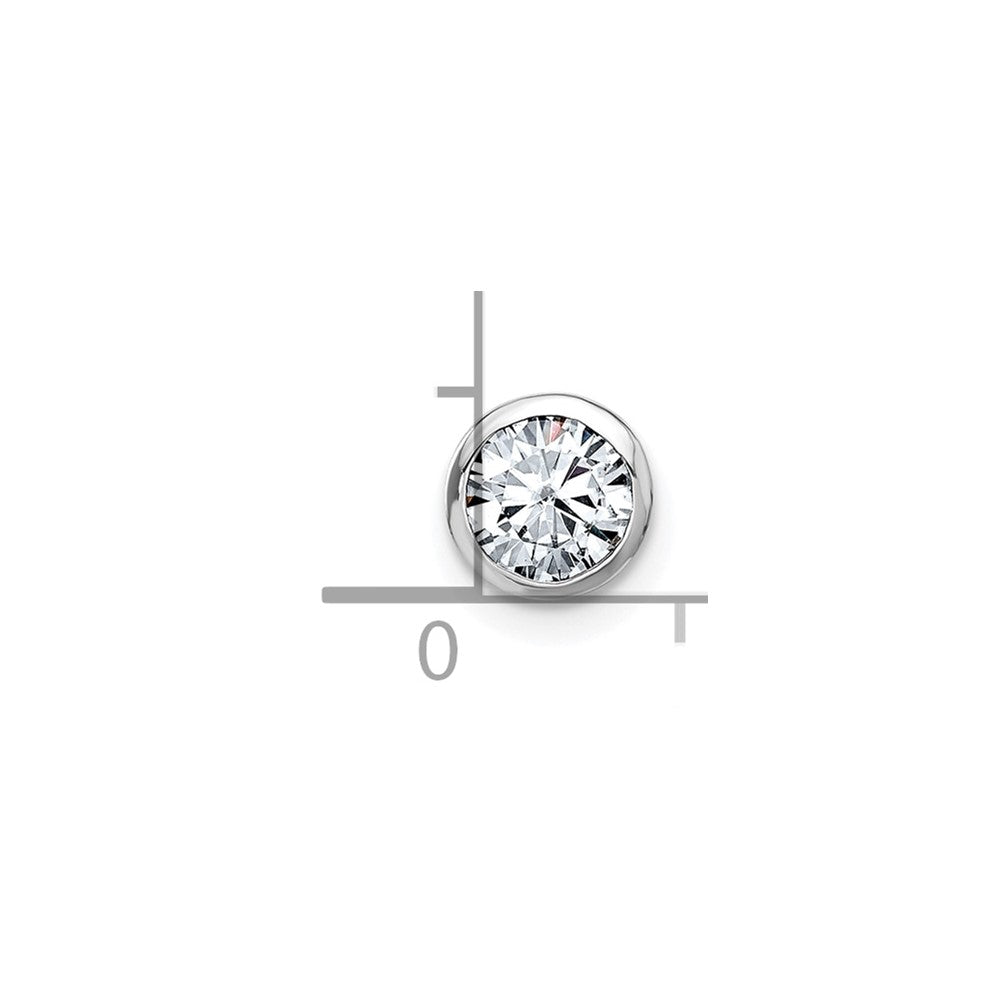 14k White Gold Round Bezel D E F Pure Light Moissanite Chain Slide