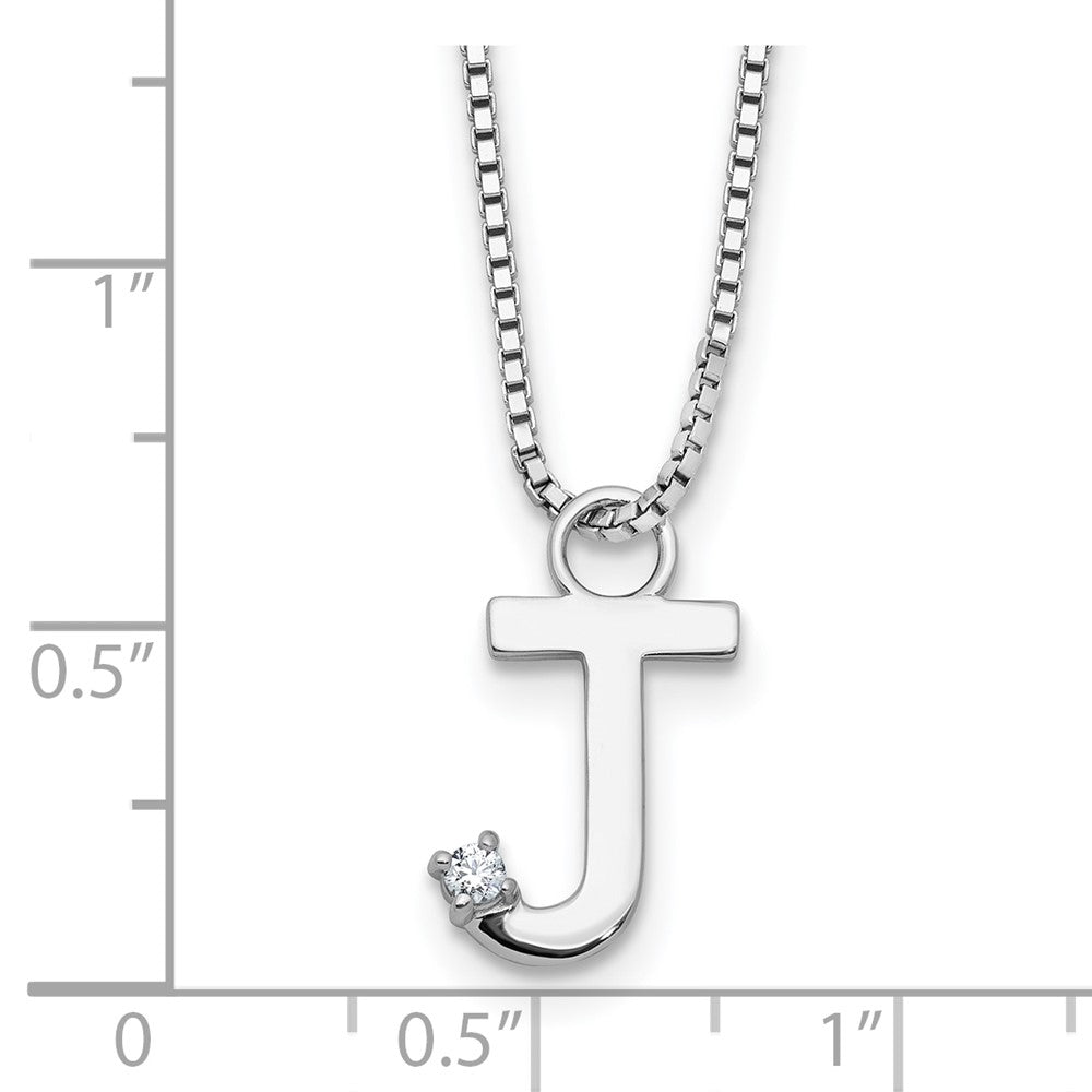 White Ice Sterling Silver Rhodium-plated 18 inch Diamond Letter J Initial Necklace plus 2 inch Extender 18 Inches