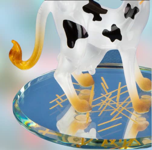 Glass Baron Lola Cow Wearing Hat Handcrafted Glass Figurine