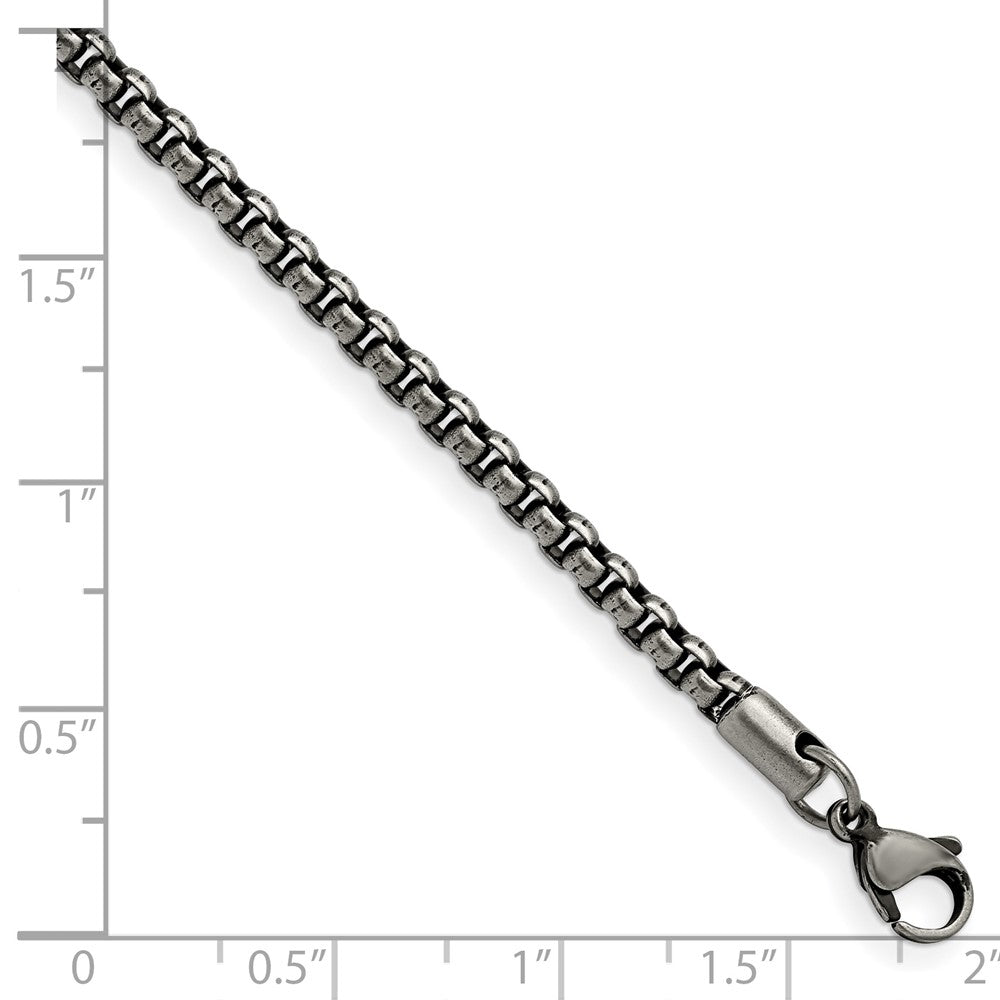 Stainless Steel Antiqued and Polished 3.9mm Rounded Box Chain 8.5 inches