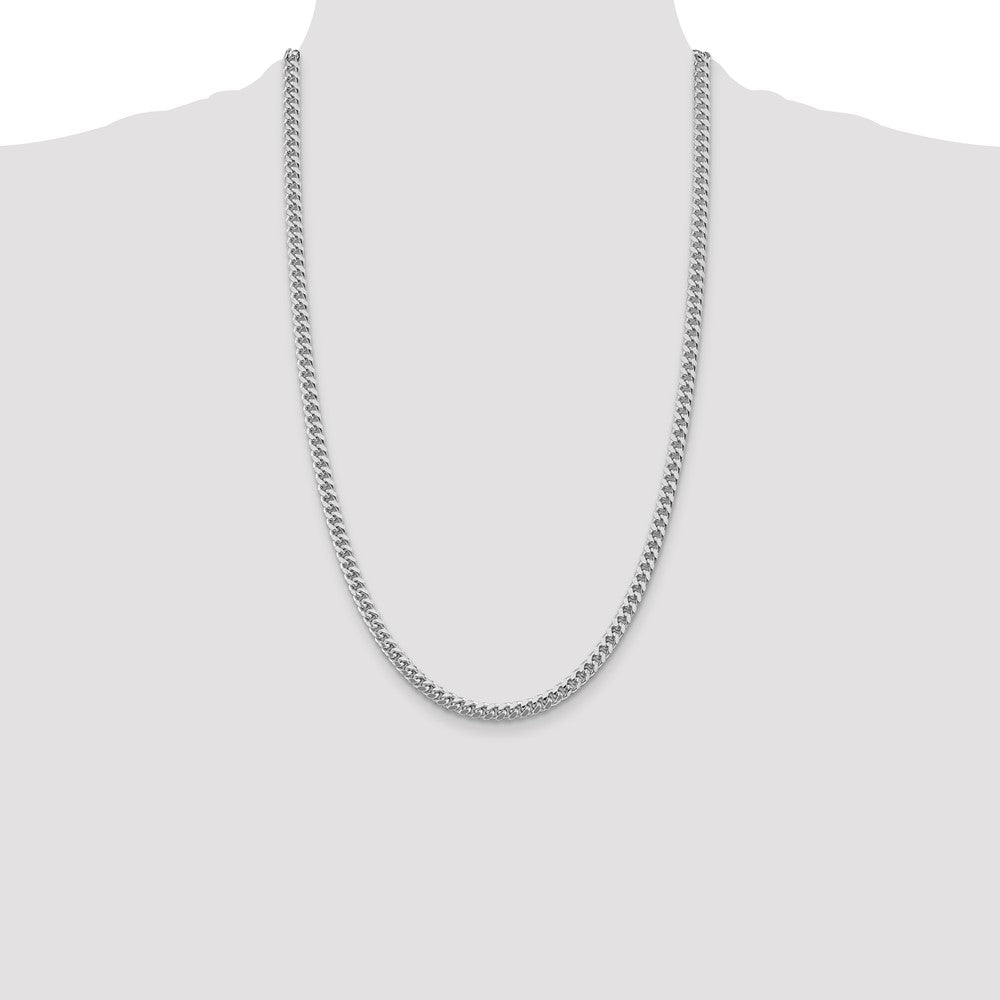 Sterling Silver Rhodium-plated 5mm Domed w/ Side D/C Curb Chain 26 Inches