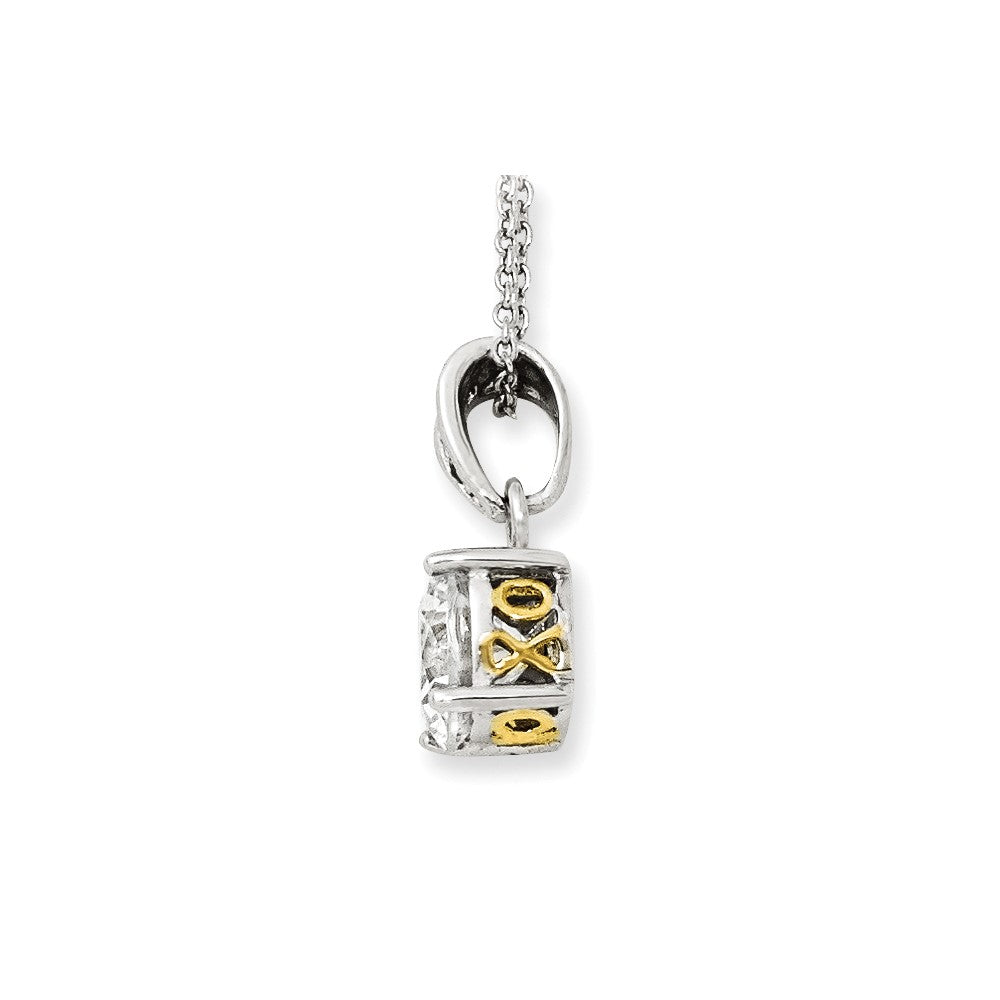 Cheryl M Sterling Silver Rhodium-plated with Gold-plated Accent Brilliant-cut 8mm CZ XO Gallery 18 Inch Necklace 18 Inches
