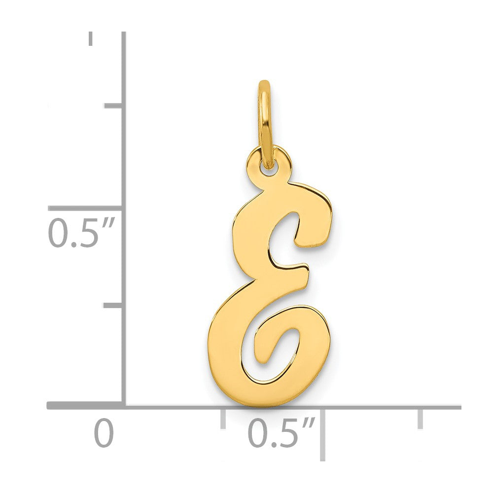 10K Medium Script Letter E Initial Charm