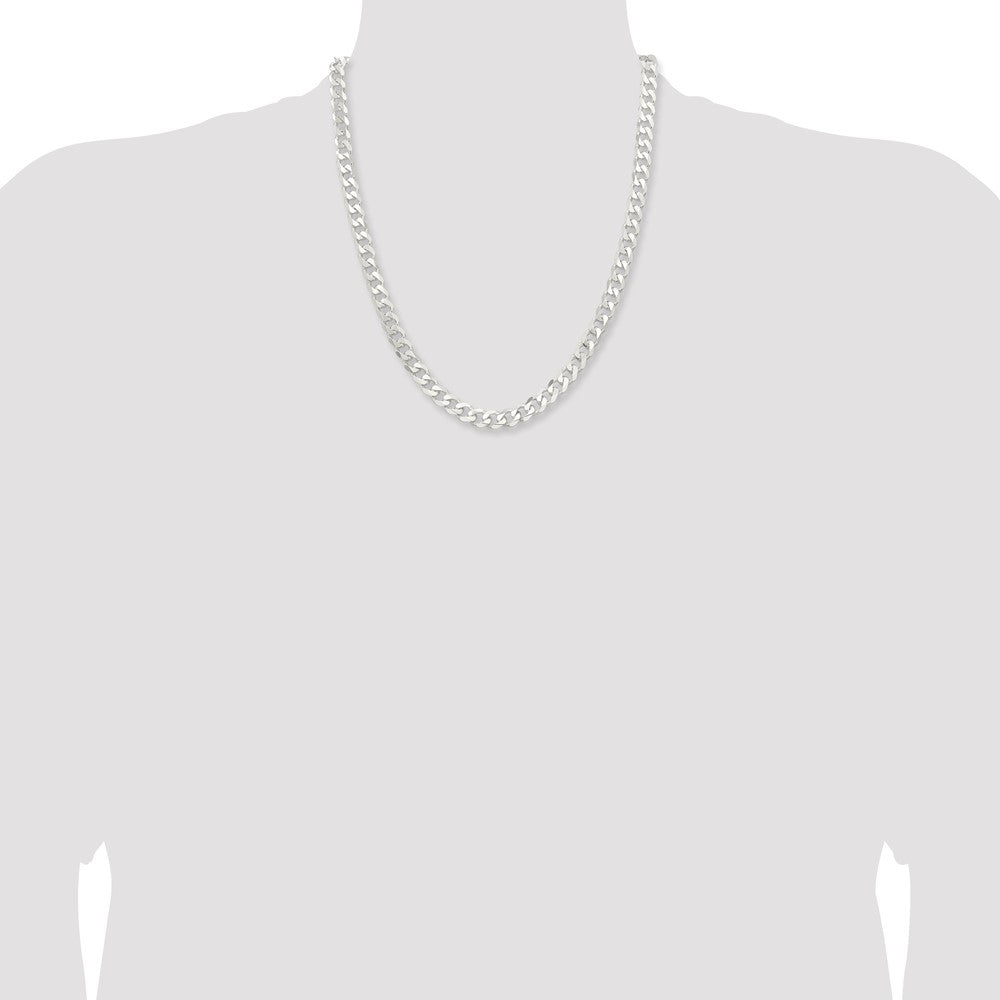 Sterling Silver 7.5mm Curb Chain 22 Inches