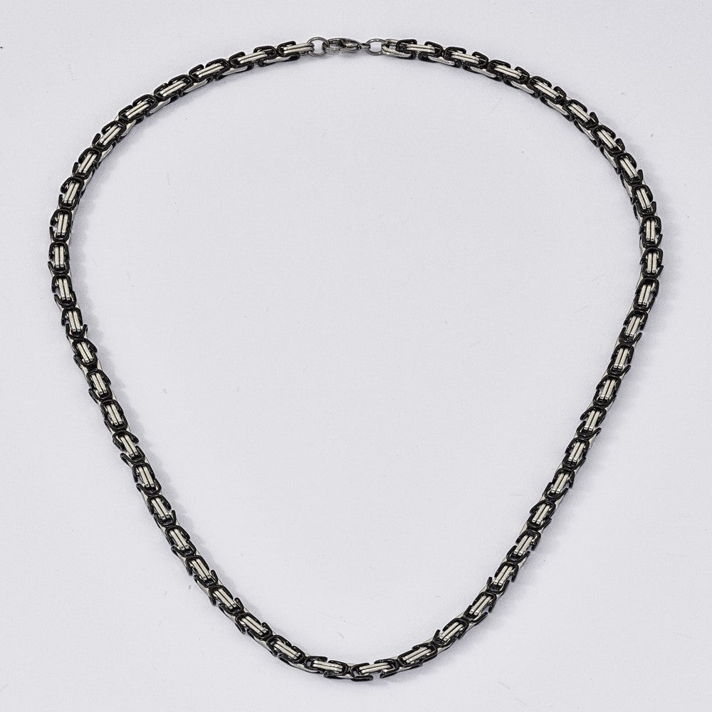 Stainless Steel & Black IP 5mm Square Link 22 Necklace