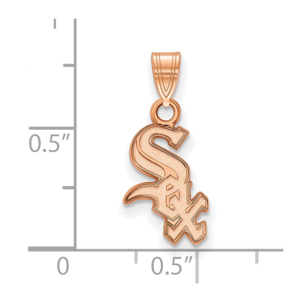 Sterling Silver Rose Gold-plated MLB LogoArt Chicago White Sox Small Pendan