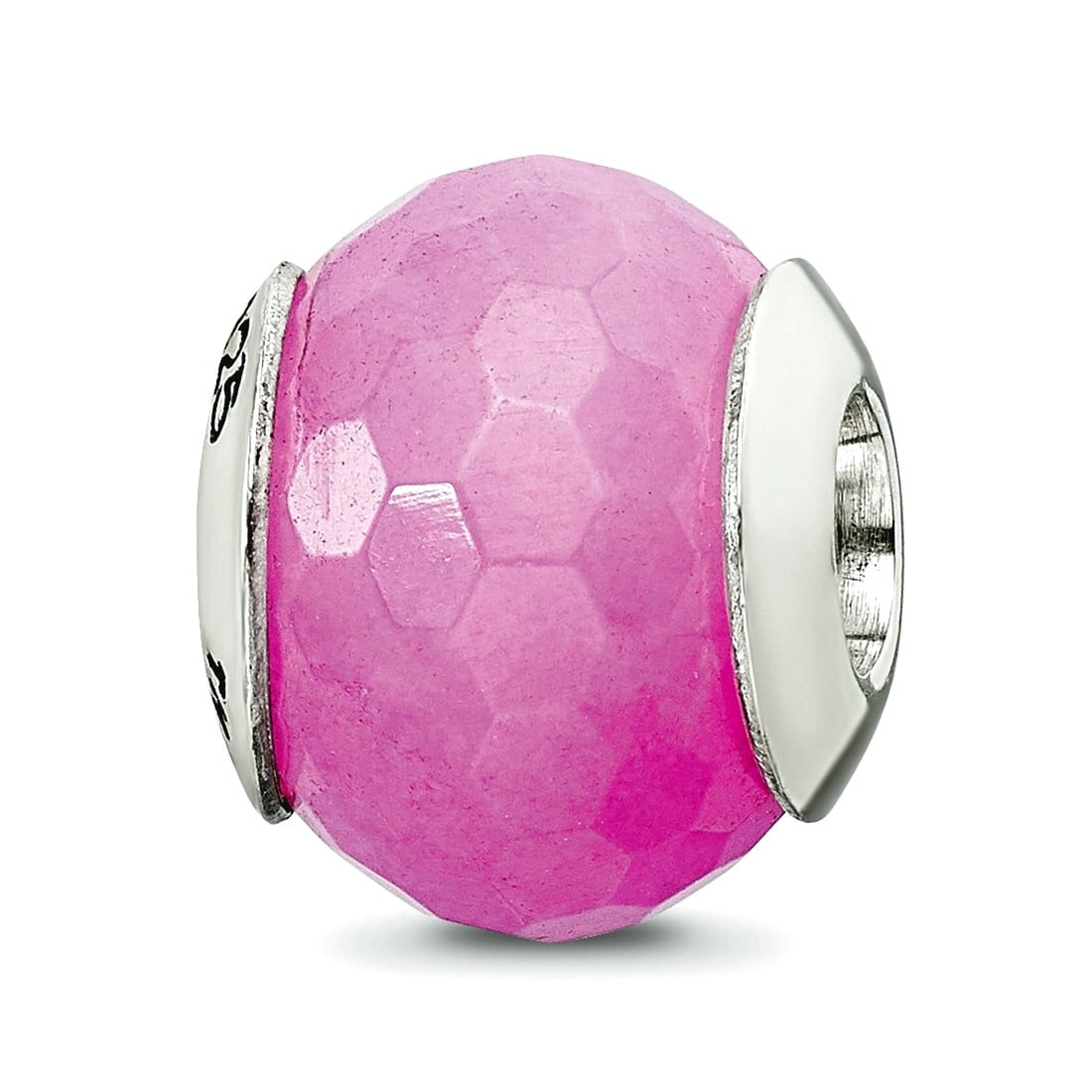 Sterling Silver Reflections Fuschia Quartz Stone Bead