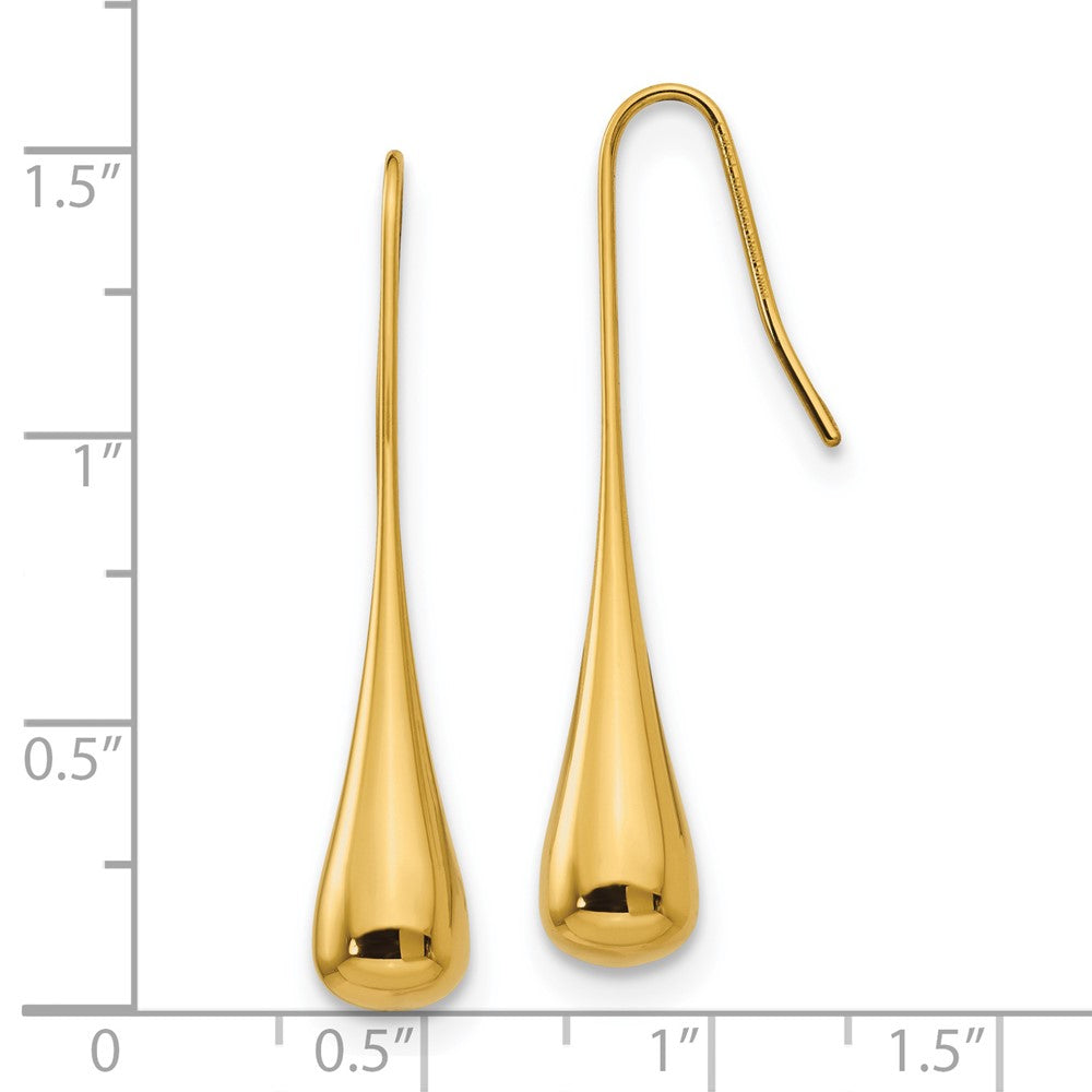 Stainless Steel Polished Yellow IP-plated Shepherd Hook Earrings