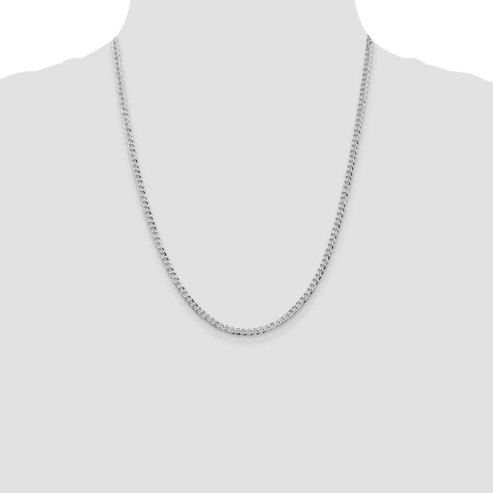 Sterling Silver Rhodium-plated 3.2mm Beveled Curb Chain 22 Inches
