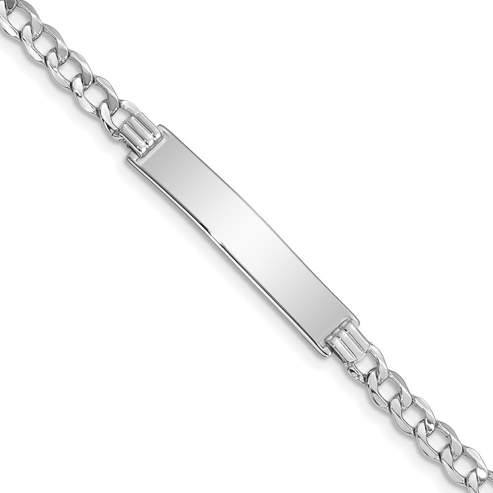 14k WG Polished Semi-Solid Cuban ID Bracelet 8 inches