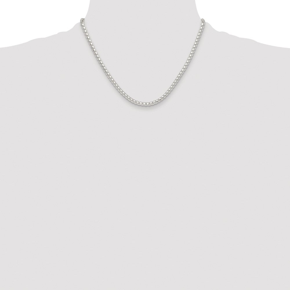 Sterling Silver Rhodium-plated Polished 4mm Round Box Chain