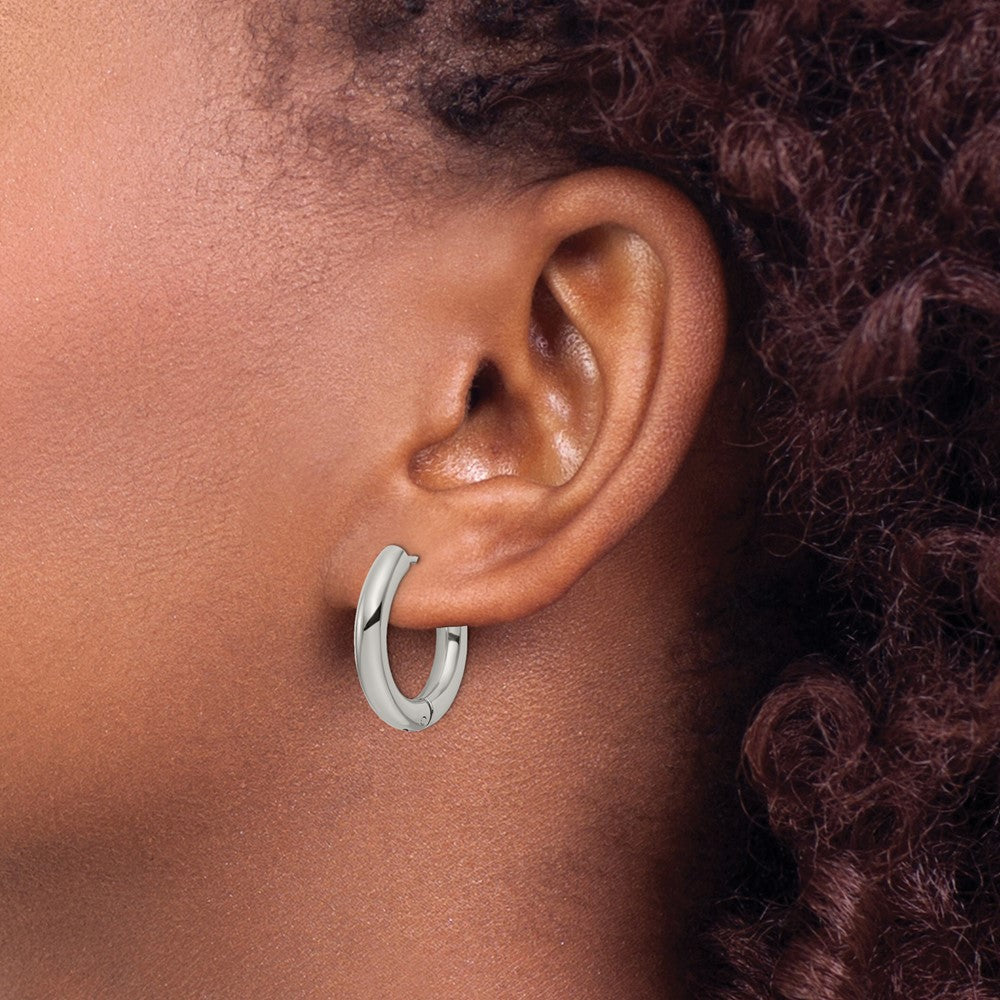 Stainless Steel Polished 4mm Hinged Hoop Earrings