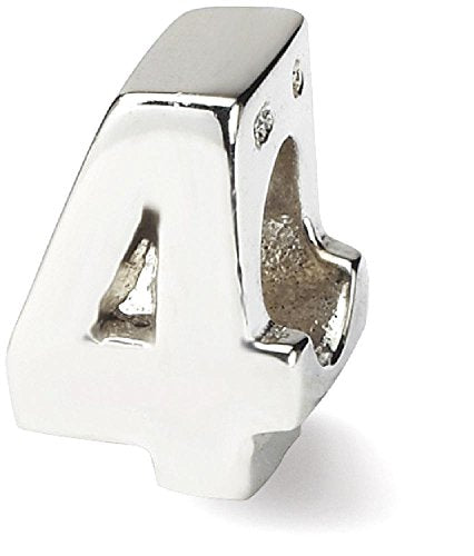 925 Sterling Silver Polished Reflections Sport game Number 4 Bead Charm 8.18x6.36mm Wide Pendant Necklace for Women