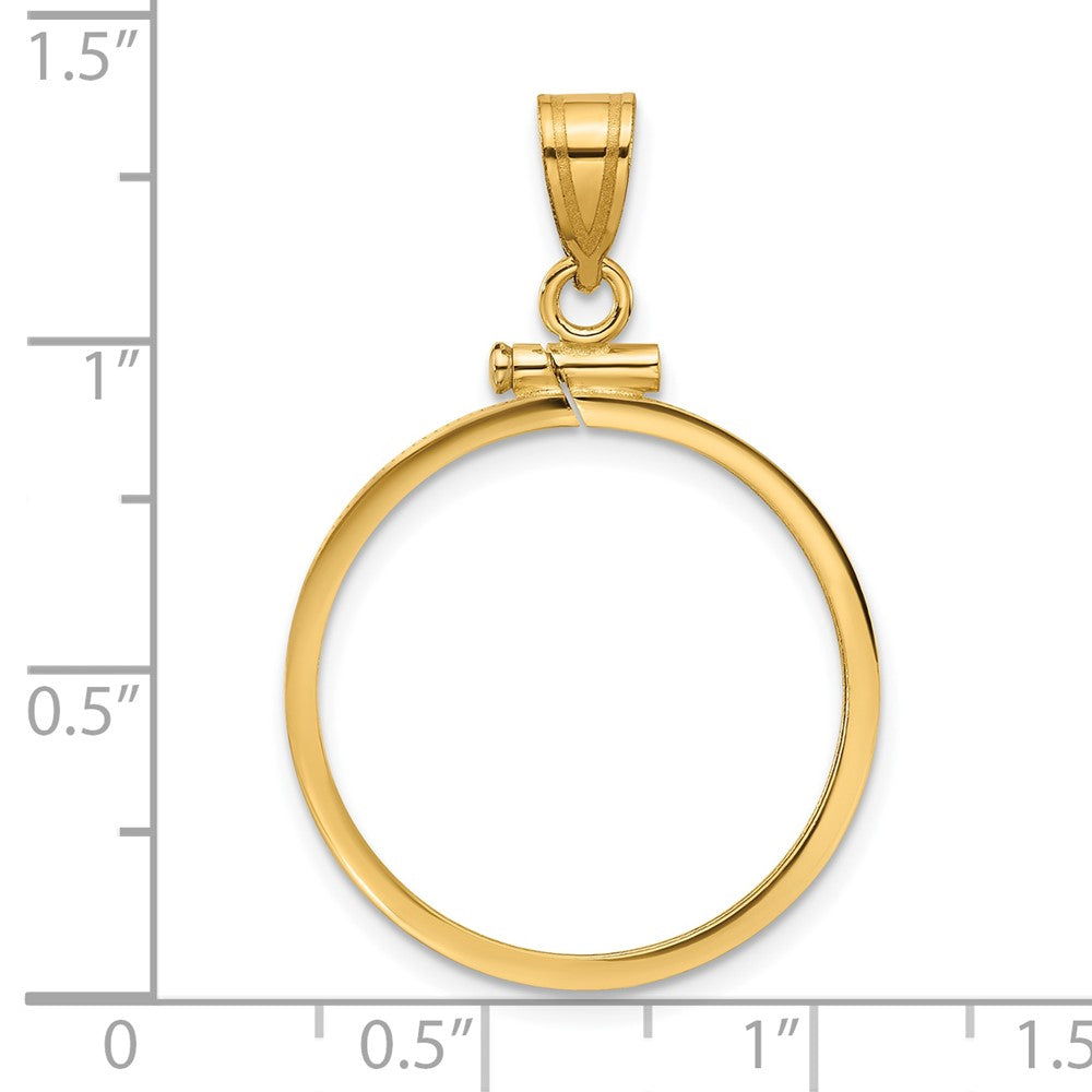 Wideband Distinguished Coin Jewelry 14k Polished 22.0mm x 1.9mm Screw Top Coin Bezel Pendant