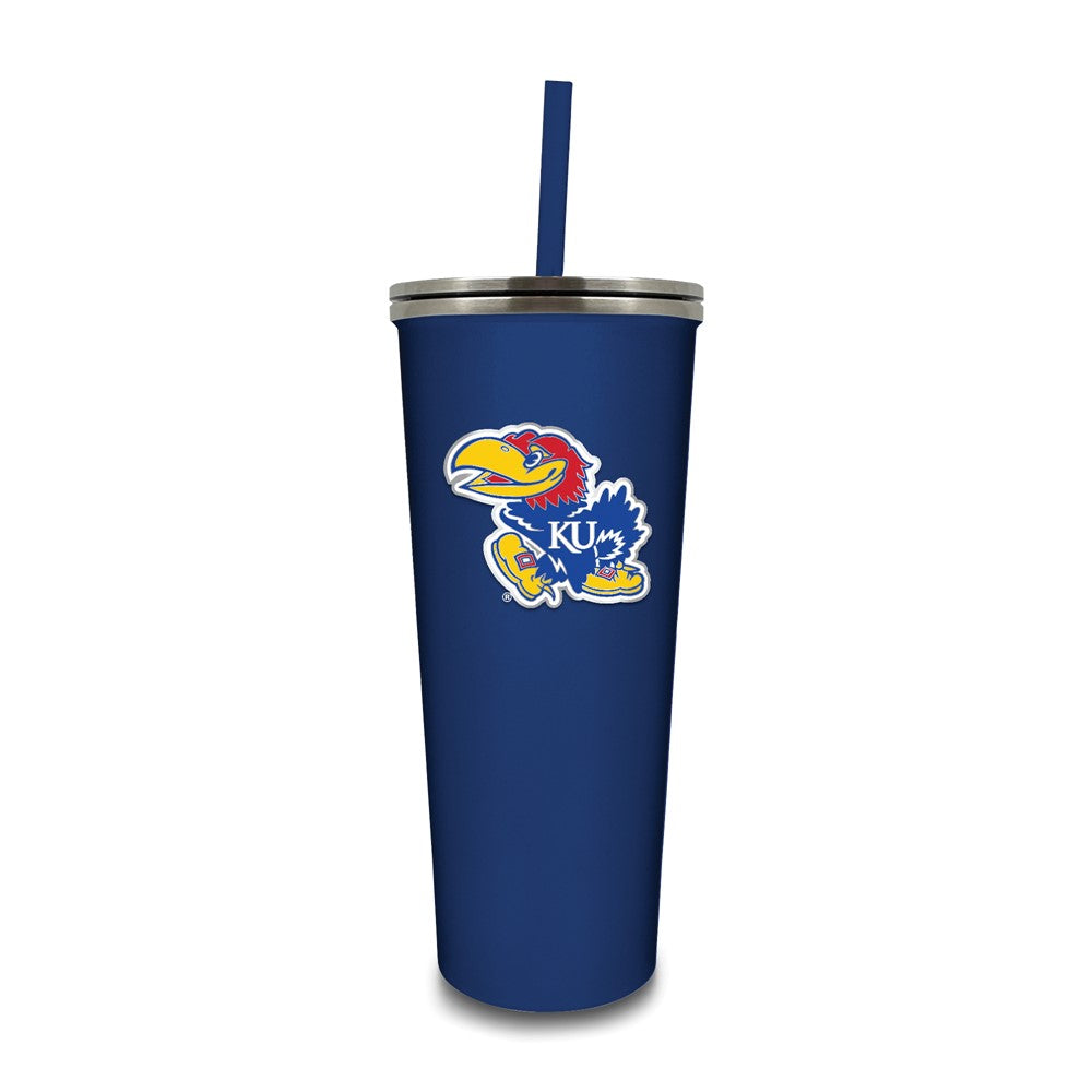 University of Kansas Stainless Steel 24 ounce Skinny Tumbler with Straw