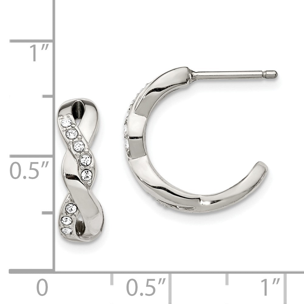 Stainless Steel Polished with Swarovski Crystals Post Hoop Earrings