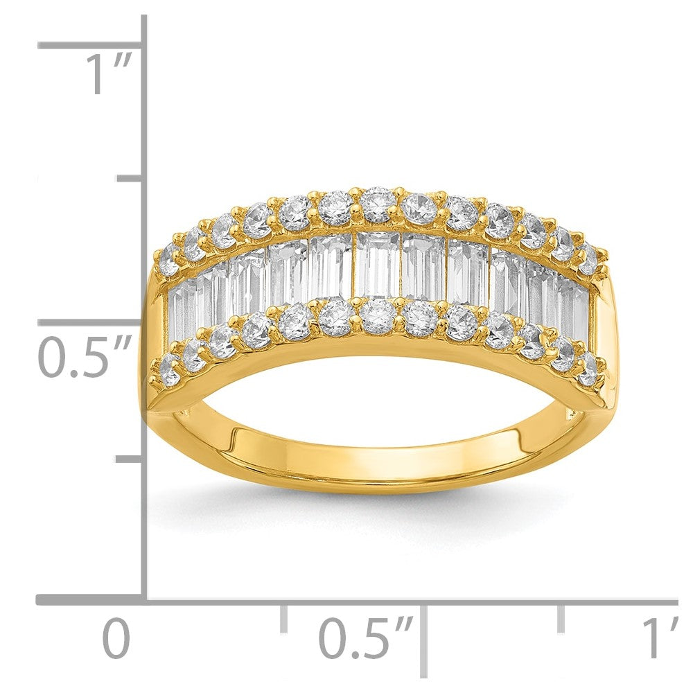Sterling Silver Fancy Baguette Diamonelle Channel Set Band ring-YG-Vermeil